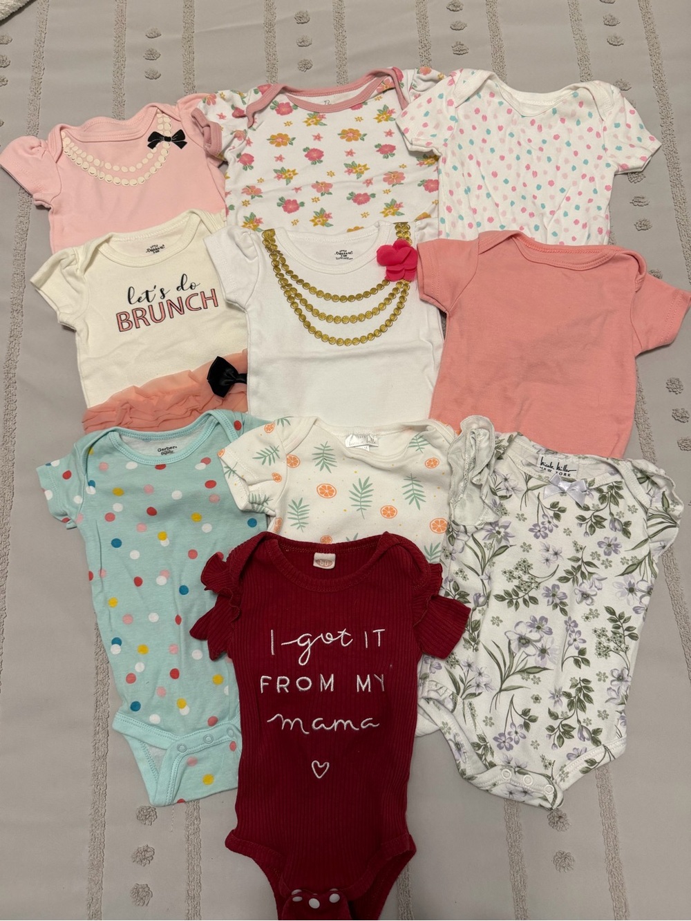 Baby Girl Onesie Bundle - Pink, White, Coral, Teal, Burgundy, Floral